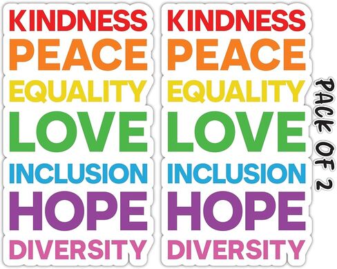 IMPERIAL VIBES – Kindness Peace Equality Love Sticker – Vinyl Decal for Car, Truck, and Van – Indoor & Outdoor Car Decal - Removable Laptop Sticker – Waterproof Decals for Waterbottle–Pack of 2 Imp 81 in Kuwait
