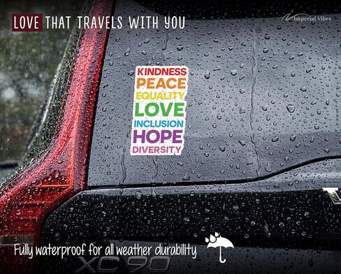 IMPERIAL VIBES – Kindness Peace Equality Love Sticker – Vinyl Decal for Car, Truck, and Van – Indoor & Outdoor Car Decal - Removable Laptop Sticker – Waterproof Decals for Waterbottle–Pack of 2 Imp 81 in Kuwait