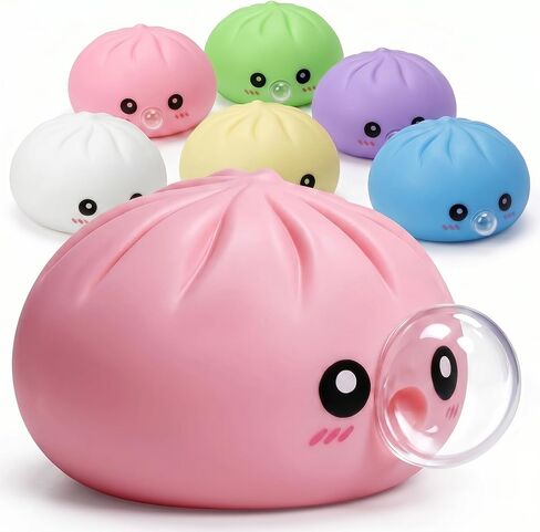 2026 Dumpling Soft Squeeze Toy Thing Hand-Molded Colorful, Comfortable for Desk Office & Home (3.35 Inches) (Pink) in Saudi Arabia