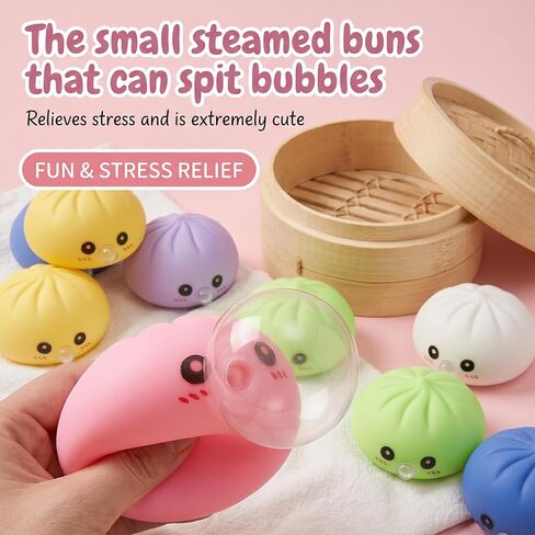2026 Dumpling Soft Squeeze Toy Thing Hand-Molded Colorful, Comfortable for Desk Office & Home (3.35 Inches) (Pink) in Saudi Arabia