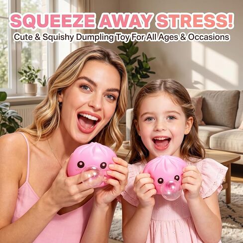 2026 Dumpling Soft Squeeze Toy Thing Hand-Molded Colorful, Comfortable for Desk Office & Home (3.35 Inches) (Pink) in Saudi Arabia
