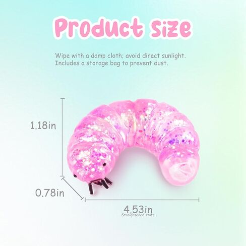 Squishy Caterpillar Fidget Stress Balls Caterpillar Malt Sugar Ball Squishy Toys for Adults Sensory Stress Relief Toys Animal Squeeze Stretch Slug Fidget Toys for Kids Birthday Gift (Pink) in Saudi Arabia