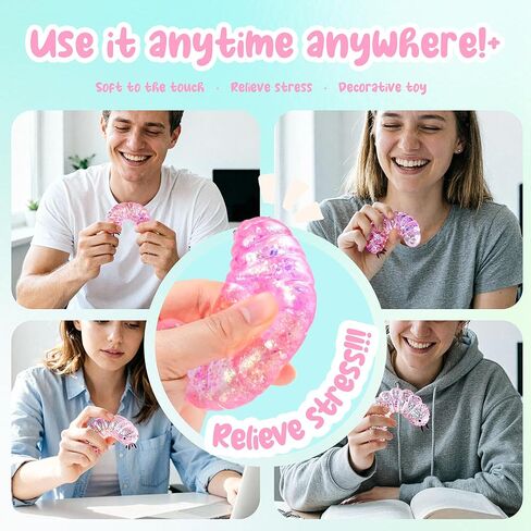 Squishy Caterpillar Fidget Stress Balls Caterpillar Malt Sugar Ball Squishy Toys for Adults Sensory Stress Relief Toys Animal Squeeze Stretch Slug Fidget Toys for Kids Birthday Gift (Pink) in Saudi Arabia