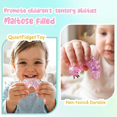 Squishy Caterpillar Fidget Stress Balls Caterpillar Malt Sugar Ball Squishy Toys for Adults Sensory Stress Relief Toys Animal Squeeze Stretch Slug Fidget Toys for Kids Birthday Gift (Pink) in Saudi Arabia