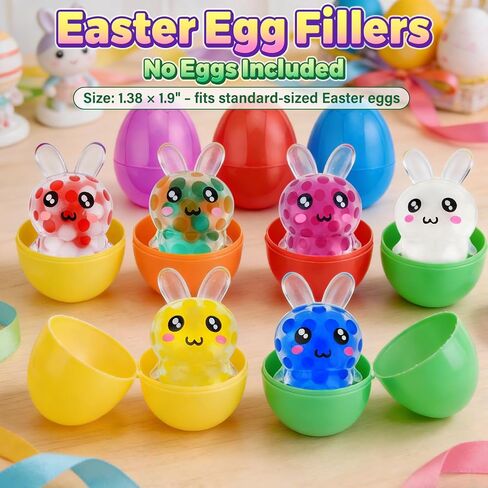 24-Pack Easter Egg Fillers, Bunny Squishy Squeeze Toys for Teens & Adults, Easter Basket Stuffers Essentials Gifts– Fits Standard Eggs in Saudi Arabia