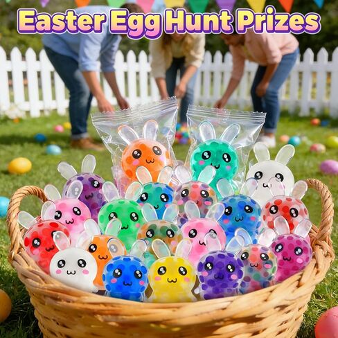 24-Pack Easter Egg Fillers, Bunny Squishy Squeeze Toys for Teens & Adults, Easter Basket Stuffers Essentials Gifts– Fits Standard Eggs in Saudi Arabia