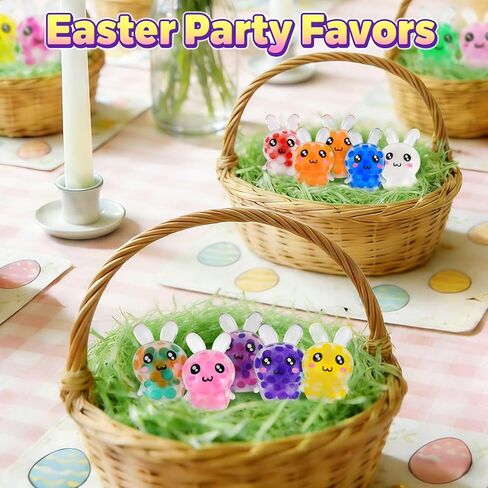 24-Pack Easter Egg Fillers, Bunny Squishy Squeeze Toys for Teens & Adults, Easter Basket Stuffers Essentials Gifts– Fits Standard Eggs in Saudi Arabia