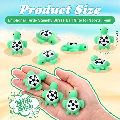 Seenelling 20 Pcs Soccer Team Gifts Party Favor 1.77 Inch Mini Soccer Turtle Stress Ball Emotional Inspirational Sports Support Gift Small Squeeze Anxiety Ball for Team Players Fans Coworkers in Kuwait