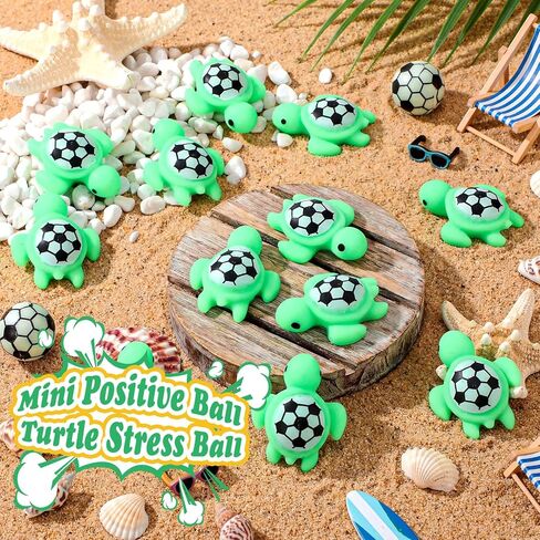 Seenelling 20 Pcs Soccer Team Gifts Party Favor 1.77 Inch Mini Soccer Turtle Stress Ball Emotional Inspirational Sports Support Gift Small Squeeze Anxiety Ball for Team Players Fans Coworkers in Kuwait