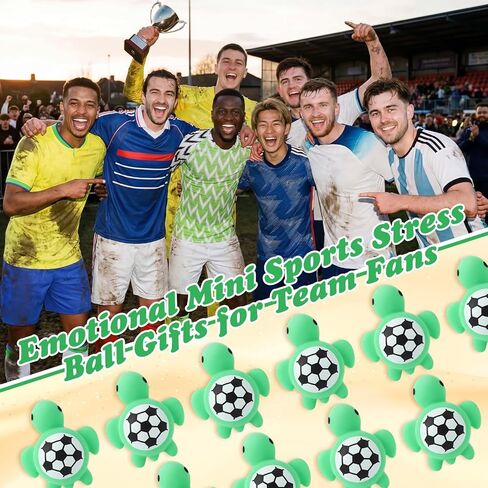 Seenelling 20 Pcs Soccer Team Gifts Party Favor 1.77 Inch Mini Soccer Turtle Stress Ball Emotional Inspirational Sports Support Gift Small Squeeze Anxiety Ball for Team Players Fans Coworkers in Kuwait