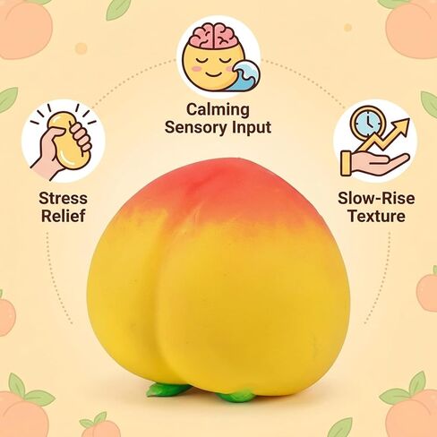 Peach Squishies, Giant Peach Squishies, Peaches Stress Relief Tool, Squeezy Peaches Fidget Sensory Ball for Anxiety Management and Daily Travel (Yellow) in Saudi Arabia