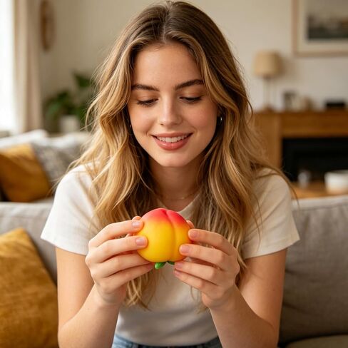 Peach Squishies, Giant Peach Squishies, Peaches Stress Relief Tool, Squeezy Peaches Fidget Sensory Ball for Anxiety Management and Daily Travel (Yellow) in Saudi Arabia