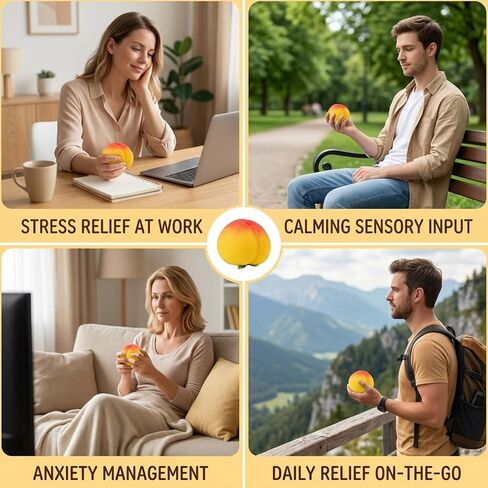 Peach Squishies, Giant Peach Squishies, Peaches Stress Relief Tool, Squeezy Peaches Fidget Sensory Ball for Anxiety Management and Daily Travel (Yellow) in Saudi Arabia