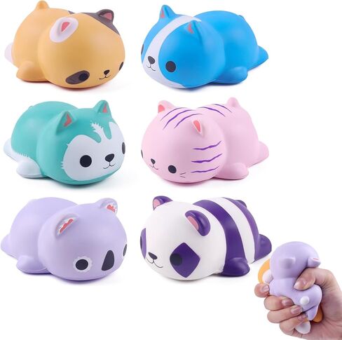 Anboor 6 PCS Squishies Foam Squishy Animals Toys Cat Dog Koala Panda Slow Rised Squeeze Stress Relief Toy for Kid Adult in Kuwait