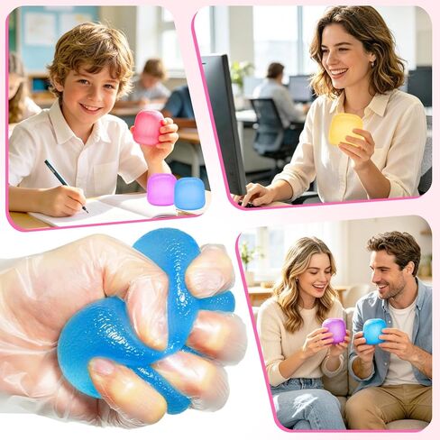 Squishy Fidget Toys, Stress Relief Squeeze Sensory Balls, Stress Relief Toys for Kids and Adults, Sugar Balls for Classroom Prize Favors, Anxiety Relief Party Favors Gifts for Girls & Boys (Pink) in Saudi Arabia