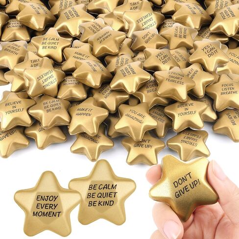 50 Pcs Star Stress Balls Stress Relief Star Balls Inspirational Foam Balls Bulk Gold Star Stress Toys for Teens Adults Coworkers School Office Award Goodie Bag Stuffers in Saudi Arabia