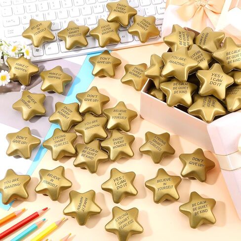 50 Pcs Star Stress Balls Stress Relief Star Balls Inspirational Foam Balls Bulk Gold Star Stress Toys for Teens Adults Coworkers School Office Award Goodie Bag Stuffers in Saudi Arabia