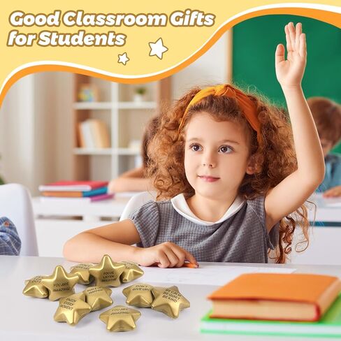 50 Pcs Star Stress Balls Stress Relief Star Balls Inspirational Foam Balls Bulk Gold Star Stress Toys for Teens Adults Coworkers School Office Award Goodie Bag Stuffers in Saudi Arabia