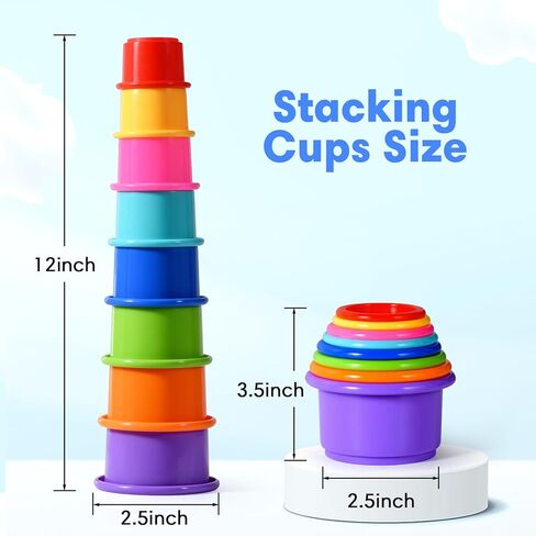 8 Pcs Stacking Cups Baby Stacking Toys, 8 Colors Educational Nesting Cups, Montessori Stacking Toys for Toddler Gifts in Saudi Arabia