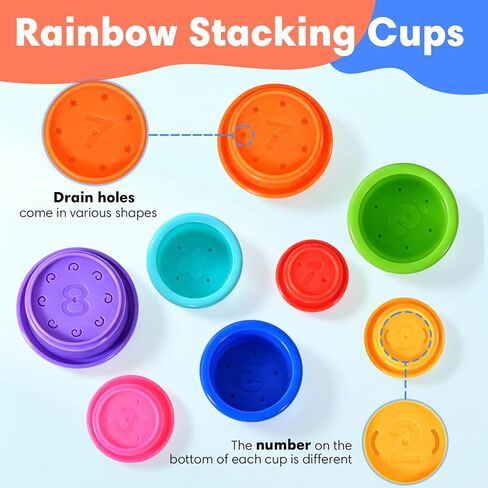 8 Pcs Stacking Cups Baby Stacking Toys, 8 Colors Educational Nesting Cups, Montessori Stacking Toys for Toddler Gifts in Saudi Arabia