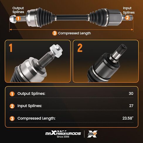 maXpeedingrods Front CV Axle Shaft Assembly for Jeep Compass MP 2018 2019 2020 2021 L4 2.4L, Left or Right Side, Replace# 68287865AA in Kuwait