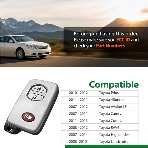 استبدال لـ 2012 2013 2014 2015 Smart Proximity Toyota Prius 4Runner Avalon LE Camry Corolla RAV4 Highlander Landcruiser GNE 271451-3370 مفتاح لوحة Fob HYQ14AAB 315MHz 3 أزرار in Kuwait