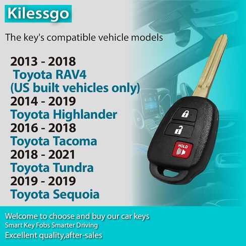 Fits for Toyota RAV4 Highlander Tacoma Tundra Sequoia 2018 2019 2020 2021 Key Fob GQ4-52T 314MHz H 3 Buttons in Saudi Arabia
