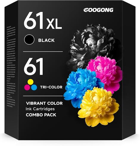 استبدال حبر 61XL لحبر HP 61 61XL لخراطيش حبر HP 61 تعمل مع HP Envy 4500 5530 4501 4502 DeskJet 1000 1010 1510 2050 2510 2540 OfficeJet 2620 4630 Printer (1 أسود، 1 ثلاثي الألوان) in Kuwait