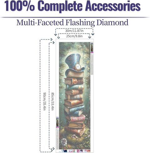 Large Diamond Art Painting, DIY Book Round Diamond Painting Kits for Adults Beginners, Crystal Rhinestones for Home Wall Decoration Gift,30x90cm/11.8×35.4in in Kuwait