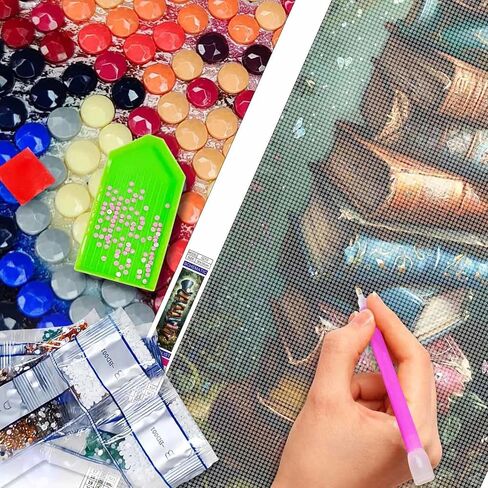 Large Diamond Art Painting, DIY Book Round Diamond Painting Kits for Adults Beginners, Crystal Rhinestones for Home Wall Decoration Gift,30x90cm/11.8×35.4in in Kuwait