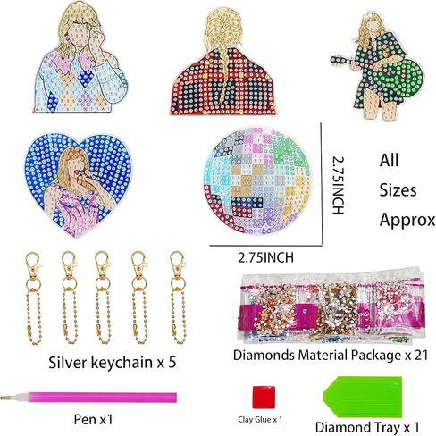 LETISH Pop Star Diamond Painting Set - 5Pcs DIY Gifts for Teen Girls | 20% Extra Diamonds in Saudi Arabia