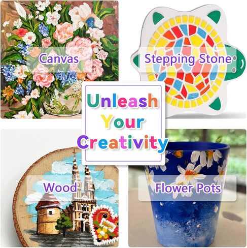 Paint Set, Acrylic Paint Canvas Set, 34 PCS Painting Kit with 18 Acrylic Paints, 4 Canvas Panels, Drawing Pad, Wood Easel, Ideal for Art Lovers and Creative Painting in Saudi Arabia