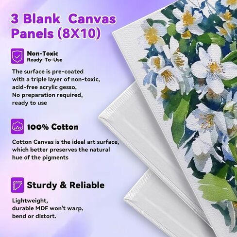 Paint Set, Acrylic Paint Canvas Set, 34 PCS Painting Kit with 18 Acrylic Paints, 4 Canvas Panels, Drawing Pad, Wood Easel, Ideal for Art Lovers and Creative Painting in Saudi Arabia