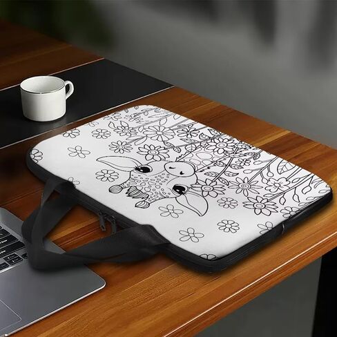 Cartoon Giraffe DIY Laptop Bag for Girl 15 Inch Laptop Carrying Case with 8 Marker Coloring Pen Water-Resistant Handbag 15 Inch in Saudi Arabia