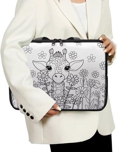Cartoon Giraffe DIY Laptop Bag for Girl 15 Inch Laptop Carrying Case with 8 Marker Coloring Pen Water-Resistant Handbag 15 Inch in Saudi Arabia