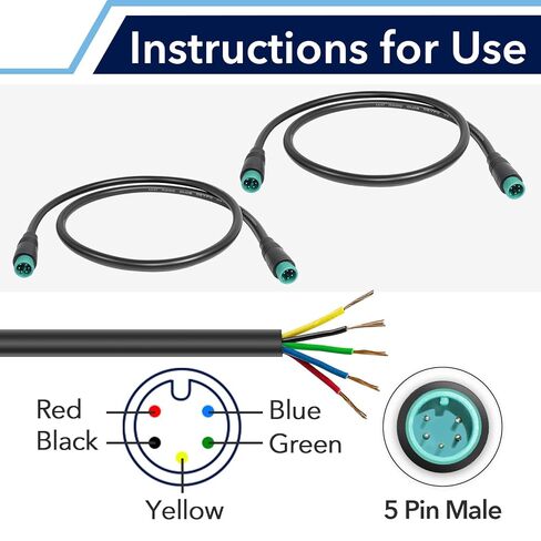 5 Pin Male to Male Ebike Extension Cable for Julet, Compatible with Expand Ebike Light and Twist Throttle, Ebike 5 Pin Display Extended Cable in Saudi Arabia