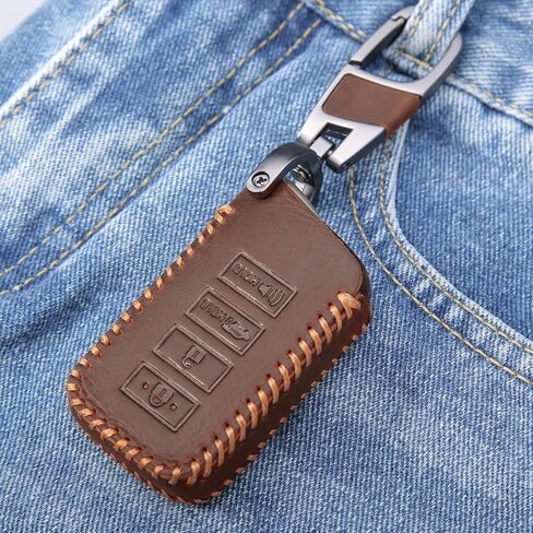 Vintage Leather Key Fob Cover with Metal Keychain, Compatible with Lexus RX NX LX RC GS ES 200t/250/300/350L/450HL/570 in Saudi Arabia