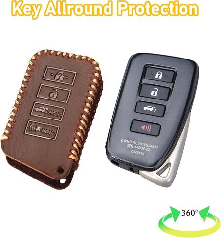 Vintage Leather Key Fob Cover with Metal Keychain, Compatible with Lexus RX NX LX RC GS ES 200t/250/300/350L/450HL/570 in Saudi Arabia