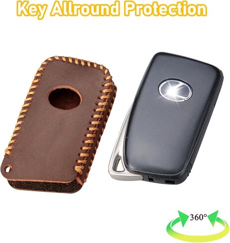 Vintage Leather Key Fob Cover with Metal Keychain, Compatible with Lexus RX NX LX RC GS ES 200t/250/300/350L/450HL/570 in Saudi Arabia