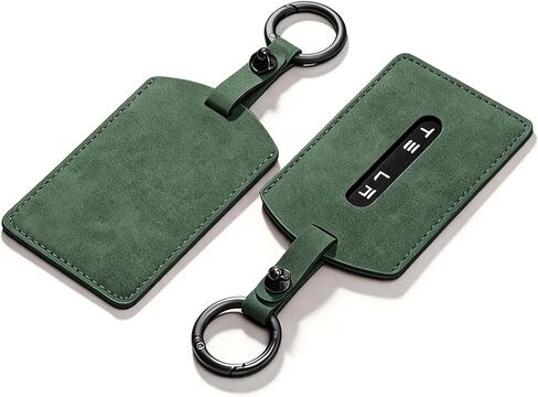 1PC Suede Leather Key Fob Cover Compatible with Tesla Keycard, Model 3 Y S X Cybertruck Rivian Key Card Holder,Comes with A Matching Color Ring Buckle (Olive Green) in Saudi Arabia
