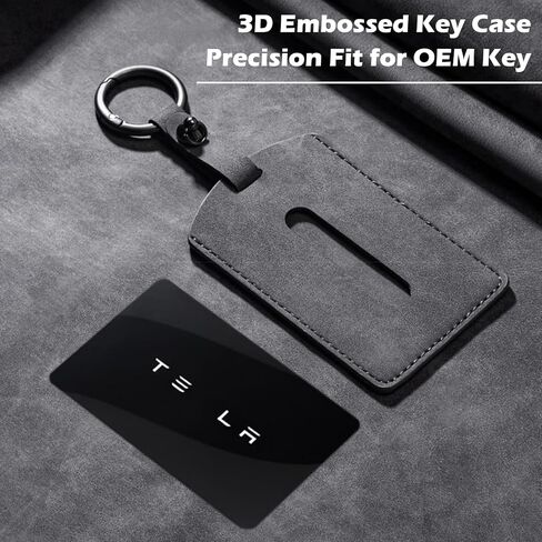 1PC Suede Leather Key Fob Cover Compatible with Tesla Keycard, Model 3 Y S X Cybertruck Rivian Key Card Holder,Comes with A Matching Color Ring Buckle (Olive Green) in Saudi Arabia