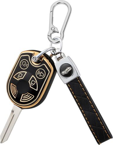 غطاء TOMALL لمفتاح Ford Key Fob مع سلسلة مفاتيح، 4 أزرار ناعمة من مادة TPU لحماية مفتاح Fob لـ 2002-2017 Ford C-Max Edge Escape Expedition Explorer Flex Focus Freestyle Fusion Mustang Taurus Transit، أبيض in Kuwait