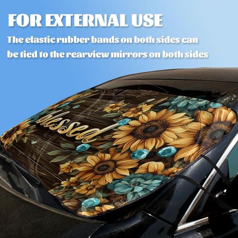 Blessed Car Windshield Sunshade Folding Sunflower Rustic Farmhouse Floral Heatshield Front Window Car Sun ​Shade Windshield Sun Visor Protector for Car Sedan Truck SUV Accessories 59x31.5 Inch in Saudi Arabia