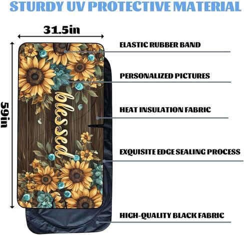 Blessed Car Windshield Sunshade Folding Sunflower Rustic Farmhouse Floral Heatshield Front Window Car Sun ​Shade Windshield Sun Visor Protector for Car Sedan Truck SUV Accessories 59x31.5 Inch in Saudi Arabia