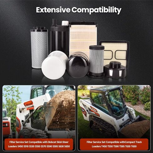 7286322 7221934 طقم خدمة فلتر زيت المحرك وفلتر الهواء المتوافق مع Bobcat S450 S510 S530 S550 S570 S590 S595 S630 S650 T450 T550 T590 T595 T630 T650، يستبدل 7023589 6692337 6727475، 8 في 1 in Kuwait