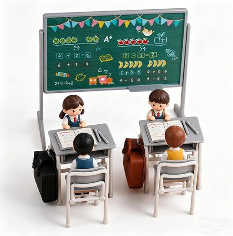 TOYANDONA 13pcs Miniature School Supplies - Doll School Supplies Mini Dollhouse Accessories Include Desk Chair Set Doll Schoolbag Blackboard Book for Miniature Classroom Furniture in Kuwait