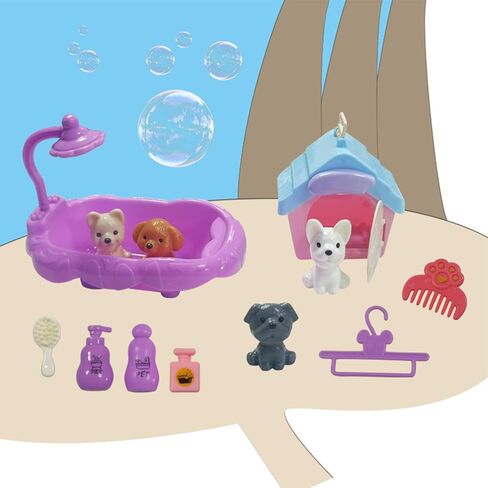 45Pcs Dollhouse Furniture Set Miniature Accessories Cat Dog Figurine Playset Pet Care Center Doll House Accessories Educational Pretend Play Toys Gifts for Kids Toddlers Boys Age 3+ in Saudi Arabia