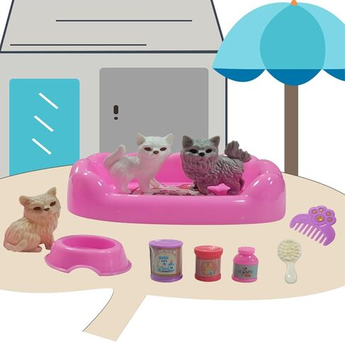 45Pcs Dollhouse Furniture Set Miniature Accessories Cat Dog Figurine Playset Pet Care Center Doll House Accessories Educational Pretend Play Toys Gifts for Kids Toddlers Boys Age 3+ in Saudi Arabia
