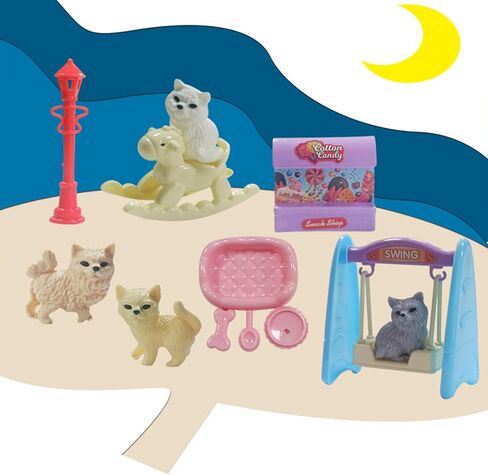 45Pcs Dollhouse Furniture Set Miniature Accessories Cat Dog Figurine Playset Pet Care Center Doll House Accessories Educational Pretend Play Toys Gifts for Kids Toddlers Boys Age 3+ in Saudi Arabia