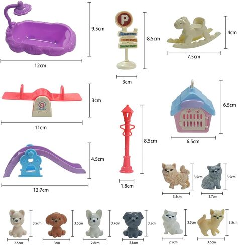 45Pcs Dollhouse Furniture Set Miniature Accessories Cat Dog Figurine Playset Pet Care Center Doll House Accessories Educational Pretend Play Toys Gifts for Kids Toddlers Boys Age 3+ in Saudi Arabia